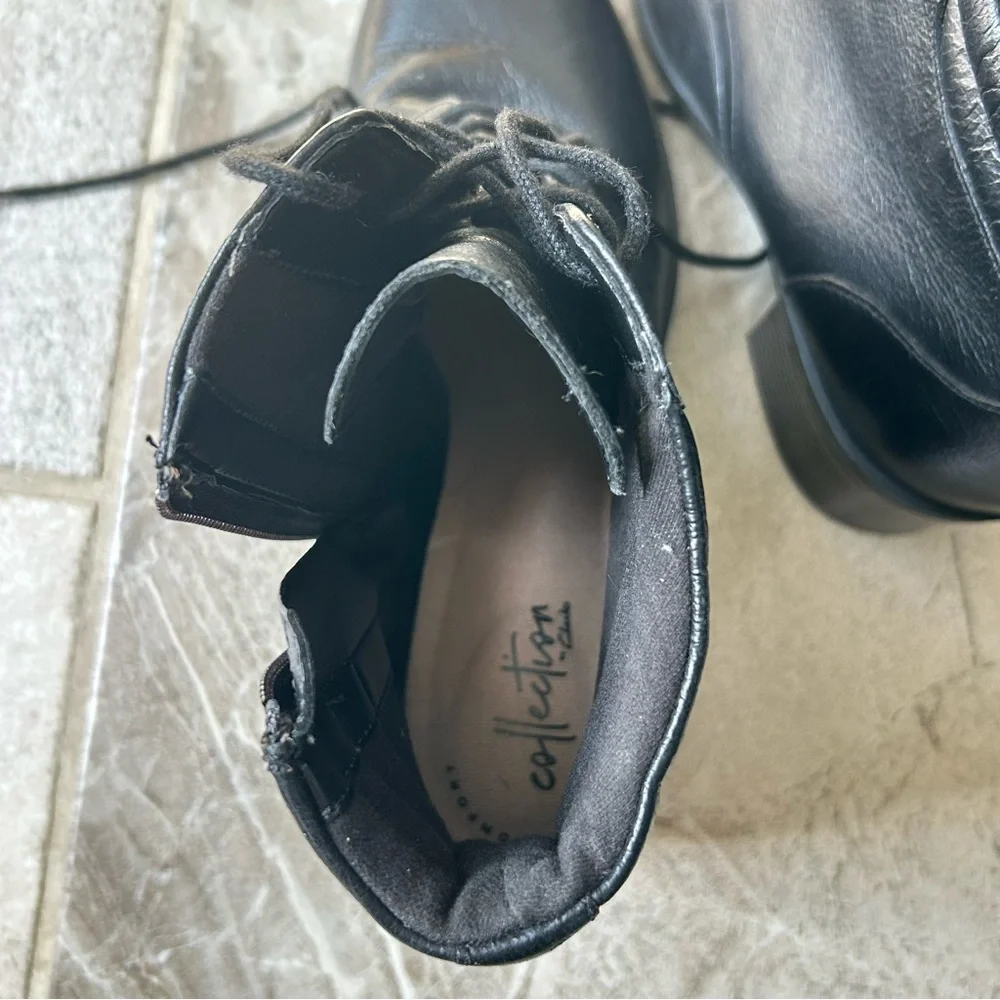 Clarks Women’s Hollis Jasmine Black Leather Lace Up Ankle Boots, Size 8.5M - Picture 11 of 13